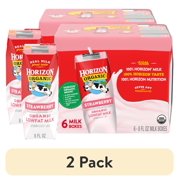 (2 pack) Horizon Organic Shelf Stable 1% Lowfat Strawberry Milk Boxes, 8 fl oz, 6 Count