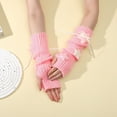 thumbnail image 4 of LIspipm Fingerless Long Gloves for Women Knit Thumb Hole Arm Winter Warmers Wrist Gloves Cute Starts Decorations Arm Sleeves, 4 of 5