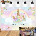 thumbnail image 3 of Fondo de fotografía de unicornio para niña, decoración de fiesta de cumpleaños, arcoíris, Floral, Princesa, foto de fondo, pancarta de cumpleaños para Baby Shower, 3 of 4
