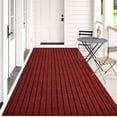 thumbnail image 3 of Morefany Runner Rugs Outdoor Indoor Area Rug with Rubber Backing Non Slip Carpet Custom Size Mat for Hallway Entryway Kitchen Garage Laundry Striped Red 2' x 14', 3 of 7