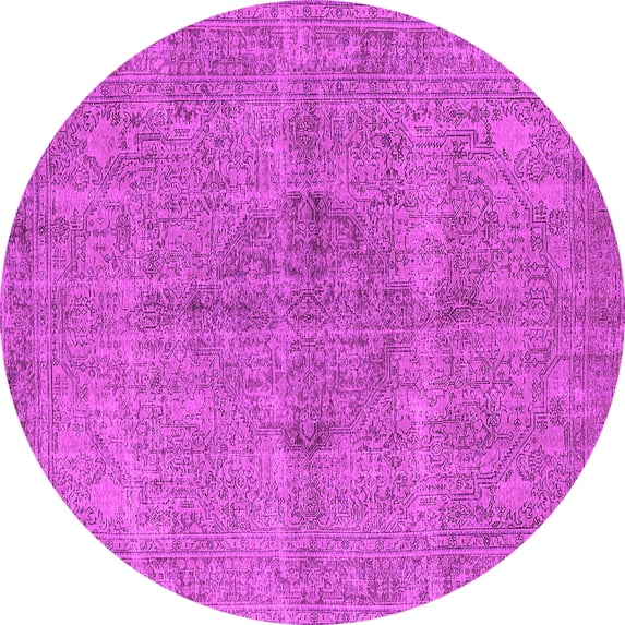 Ahgly Company Indoor Round Oriental Pink Industrial Area Rugs, 8' Round