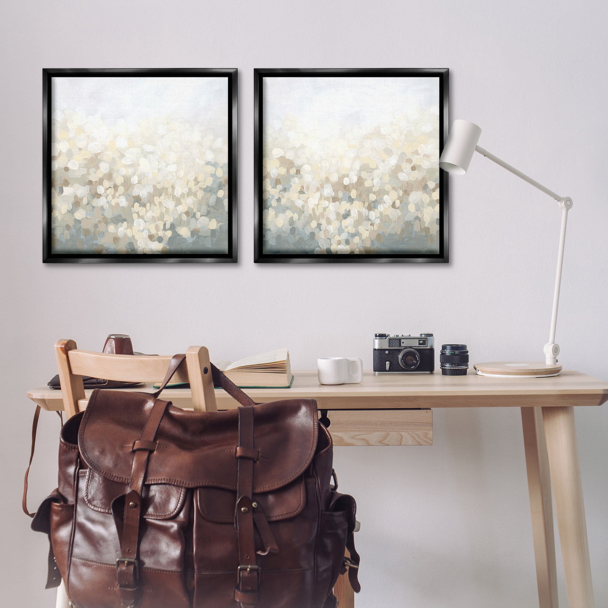 Stupell Industries Subtle Speckled Landscape Abstract Painting Black Floater Framed Canvas Art Print Wall Art, 25 x 25, Set of 2
