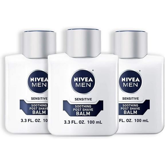 NIVEA Men Sensitive Post Shave Balm - Soothes and Moisturizes Skin After Shaving - 3.3 fl. oz. Bottle (Pack of 3)