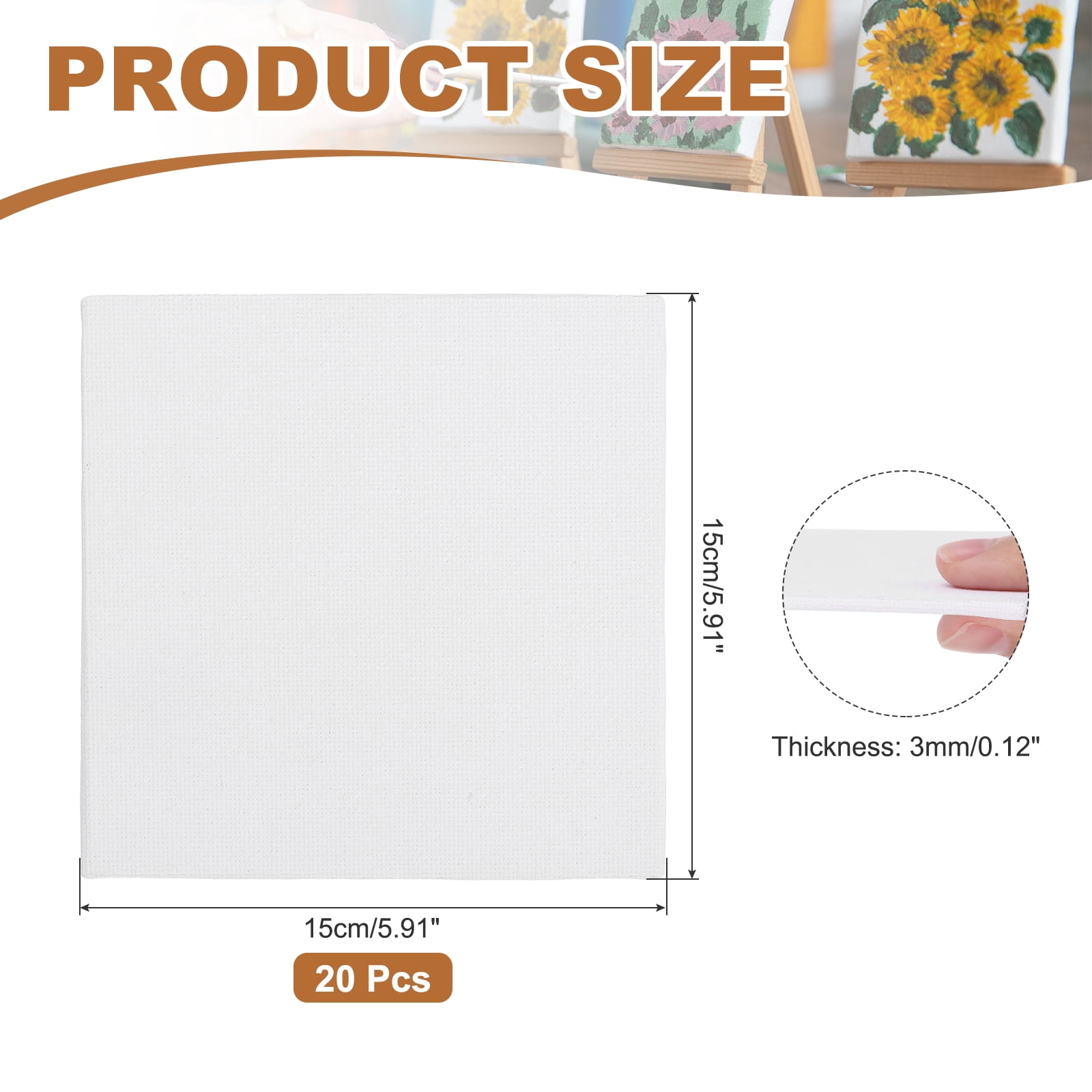 Uxcell Canvas Boards for Painting, 6x6" Cotton Blank Primed Art Canvas Panels Acid-Free for Painting Supplies Oil Acrylic Tempera Pouring Paint Artists(White, Pack of 20)