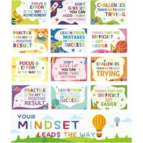 13Pcs Growth Mindset Classroom Decoration Banner Posters Sign Bulletin Board Hanging Wall Art Decor for Back to School Teacher Elementary Middle High School College Theme Colorful 39x10Inch