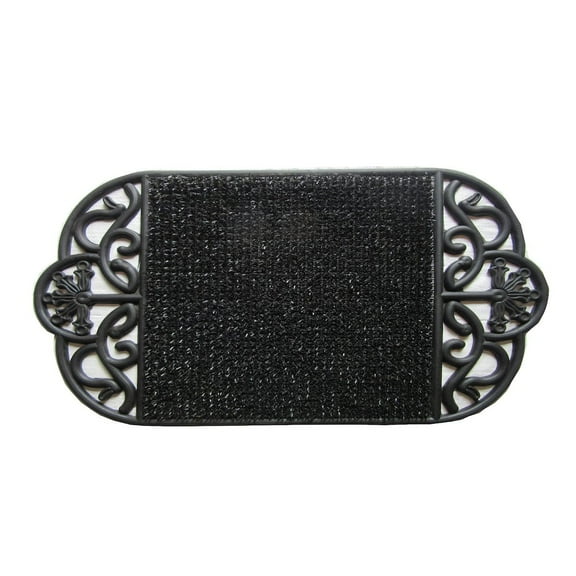 Imports Décor Oval Black Turf Doormat in Rubber Material