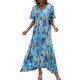 thumbnail image 2 of Vestido Largo De Moda Vestido diario para mujer Cintura suelta Estilo bohemio Traje diario informal (Azul M) Cgtredaw Para estrenar, 2 of 7