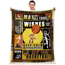 Basketball Gifts for Boys, Soft Cozy Sherpa Flannel Throw Blankets for Adults and Kids for Sofa Couch Bed 50 x 60 Inches, Gifts for Men Boys Girls Basketball Lovers, Gifts for Son from Mom and Dad