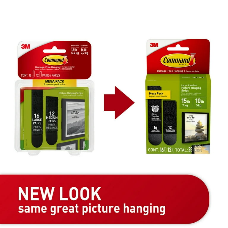 Command Medium and Large Picture Hanging Strips, Wall Hanging Strips