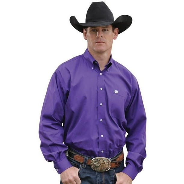 CINCH Men's Long Sleeve Button Down Shirt Solid Purple Classic Fit Plain Weave - Walmart.com CINCH Men's Long Sleeve Button Down Shirt Solid Purple Classic Fit Plain Weave - Walmart.com