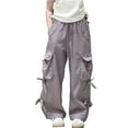 thumbnail image 3 of Girls Pants Cargo Loose Fit Elastic Waist Pocket School Joggers Teen Trendy Clothes, 3 of 8