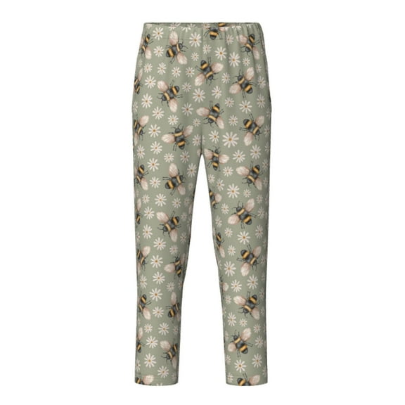 Xecao Bees And Chamomile Print Teenagers' Pajama Pants Long Sleep Pants Soft Elastic Waist Pajama Bottoms Elastic waist with 2 Pockets 5-16 Years-XS(5-6)