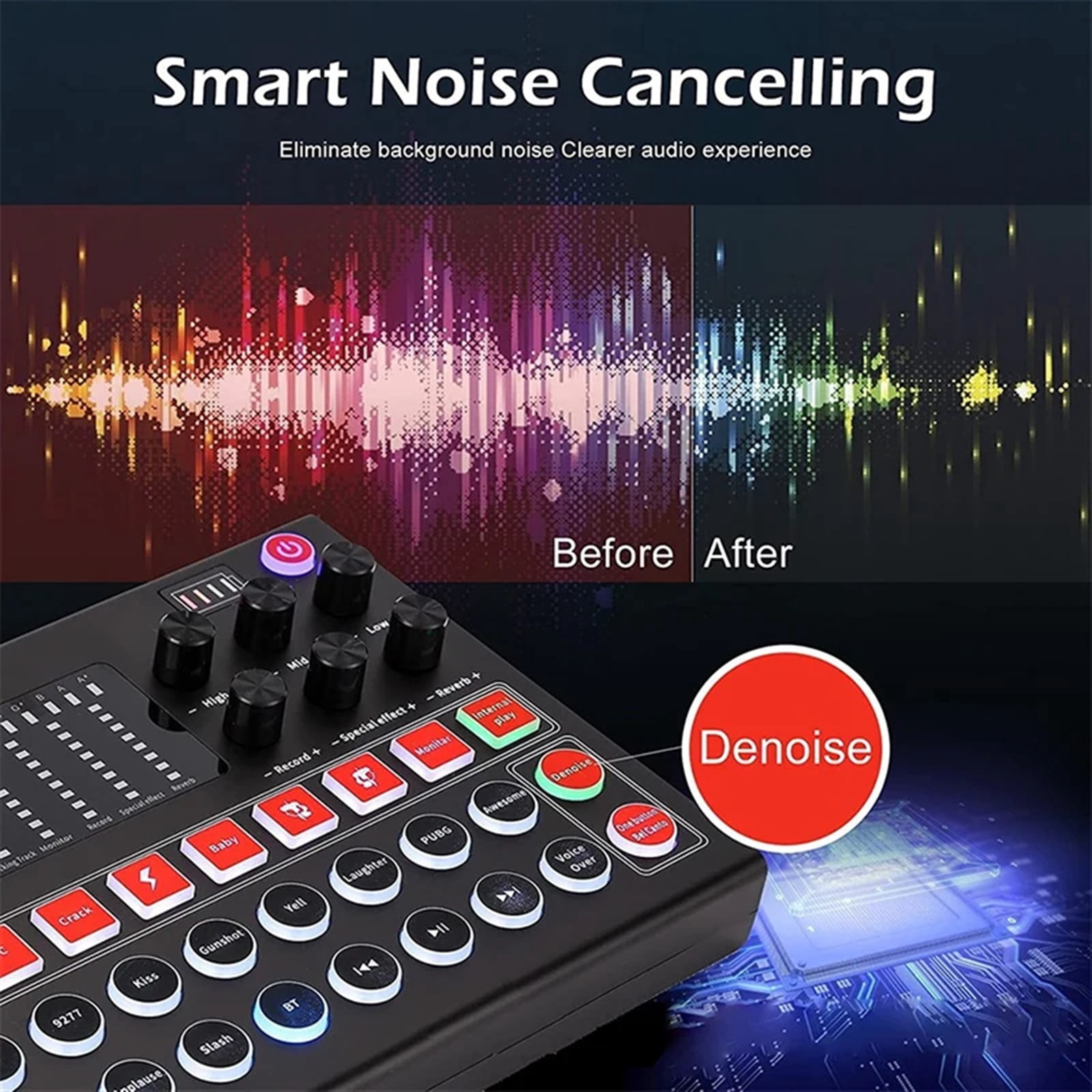 M9 Audio Interface Sound Card Live Voice Mixer External USB Sound Card Multiple Effects Sound Card Mixer Board