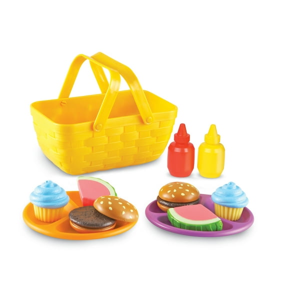 Learning Resources New Sprouts Picnic Set Pretend Play Food for Toddlers, Kitchen Play Toys for Kids Ages 18 Months and Up
