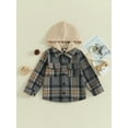 thumbnail image 2 of FEORJGP Toddler Infant Boys Hooded Jackets Long Sleeve Hoodies Plaid Print Flannel Shirts Coats Button Down Baby Shackets Loose Casual Outerwear for Spring Fall, 2 of 9