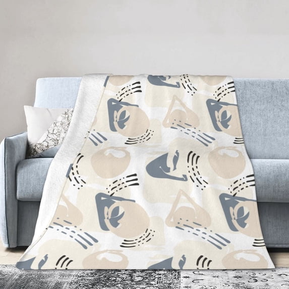 DouZhe Ultra-Soft Micro Fleece Lightweight Flannel Bed Blanket, Geometry Abstract Textures Print Cozy Warm Throw Blankets, 50"x40"