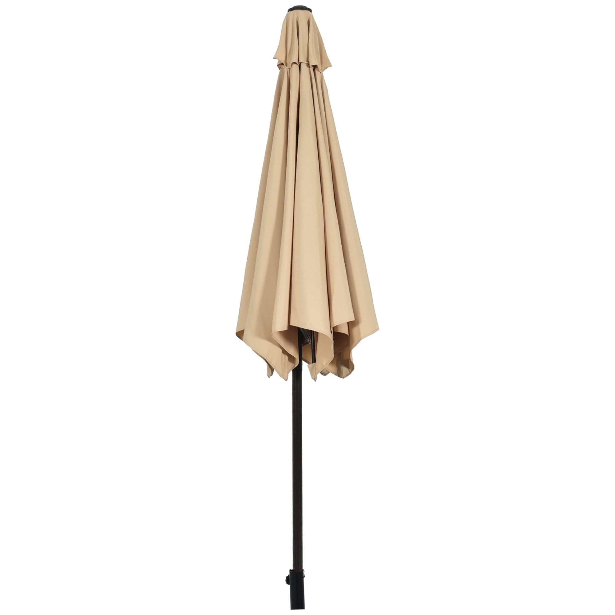Gymax 9 ft Outdoor Patio Market Table Umbrella Garden Yard w/ Crank 6 Ribs Beige