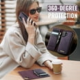 thumbnail image 6 of ShieldFlex for iPhone 16 Case Detachable Wallet Case with Card Holder, 2 in 1 PU Leather Flip Folio with RFID Blocking Stand Shockproof Phone Cover,Purple, 6 of 7
