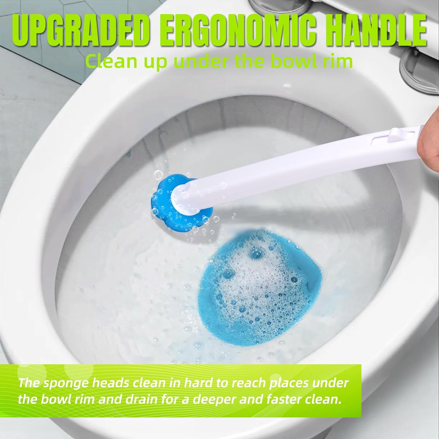 Disposable Toilet Brush and Holder Set, Toilet Wand Refills, Extended Handle with 48 Cleaner Refills, Toilet Brush for Toilet Bowl Cleaners, Bathroom Cleaning