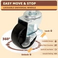 thumbnail image 4 of Rolling Cart HIDODO de 3 niveles con cajón de metal y tablero perforado negro, 4 of 7