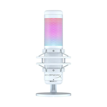 HyperX QuadCast S RGB USB Condenser Microphone with Shock Mount and Pop Filter for Gaming, Streaming, Podcasts, White