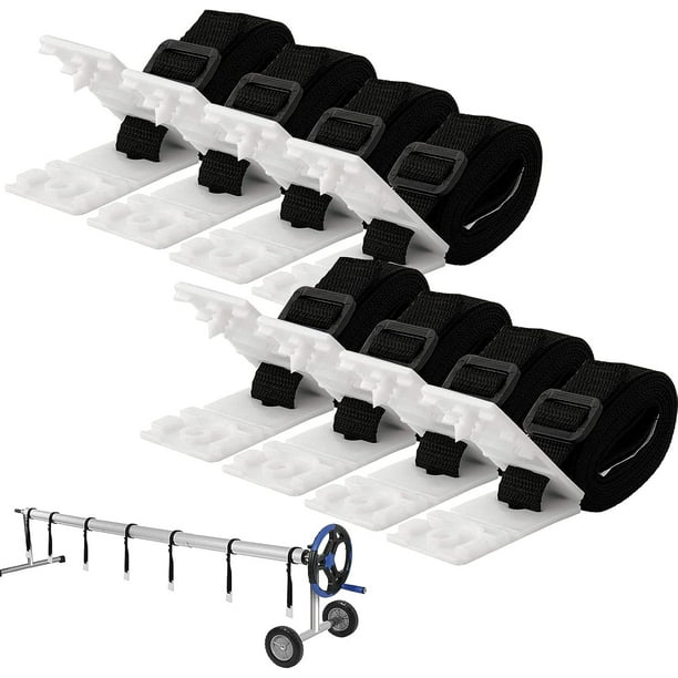 Adhesive Nylon Straps For Solar Blanket, Universal Inground Swimming Pool Reel Compatibility, Easy To Install Buckles, 8 Pieces Cord Plates Included