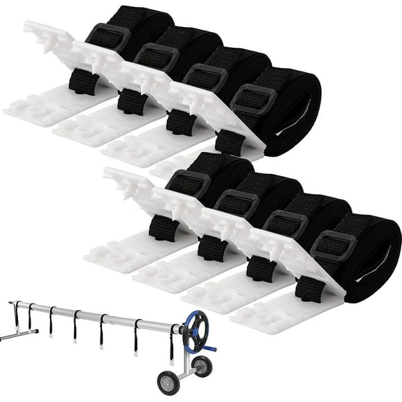 Adhesive Nylon Straps Pool Solar Cover Reel Attachment Kit, Superior High Quality Strips Kit With Cord Plates And Buckles For Universal In Ground Swimming Pool, Easy-to-Eassemble