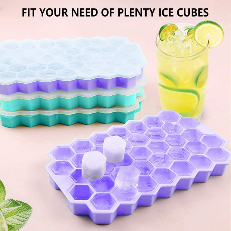 Ice Cube Trays With Lids 2 Pack Small Food Grade Silicone BPA Free For  Freezer