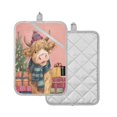thumbnail image 2 of 2 Pack Pot Holders for Kitchen Heat Resistant Hot Pads Sets for Cooking Baking Cow Wearing Scarf and Hat, 2 of 7