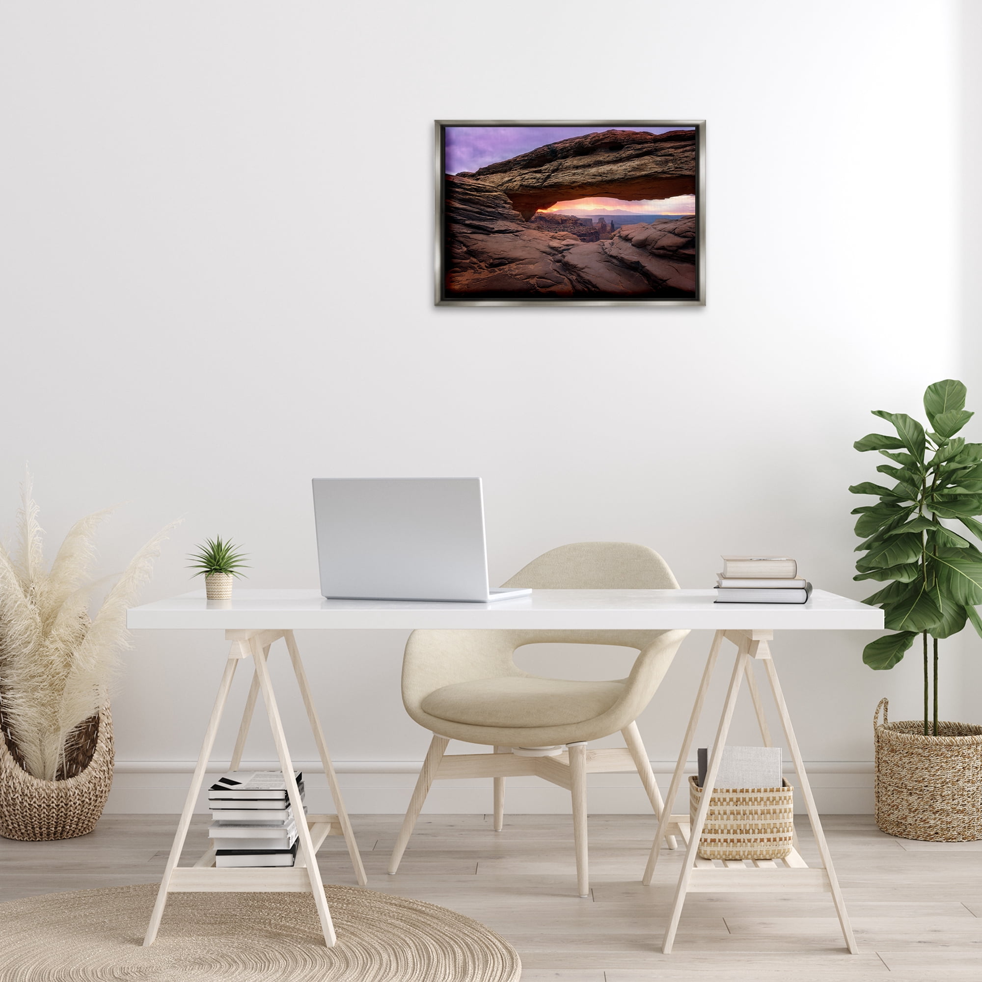 Stupell Industries Natural Canyon Rock Arch Landscape & Nature Photography Gray Floater Framed Canvas Art Print Wall Art, 25 x 17