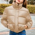 thumbnail image 2 of Winter Coats for Women Short Puffy Jacket Stand Collar Winter Warm Coat Outerwear Casual Quilted For Ladies Fashion Coats Winter Jackets for Women, 2 of 9