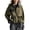 Army Green, variant on Women Faux Suede Jacket Contrast Faux Leather Collar Zip Up Drawstring Waist Peplum Coat Long Sleeve Oversized Casual Fall Outfits for Women With Pocket