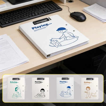 FEOLGEHLY A4 Plastic File Folders Document Storage Clip with Metal Clamp Writing Clipboard Portable Odor-free for Work Office Organise Exam Papers Receipts Contracts (Khaki)