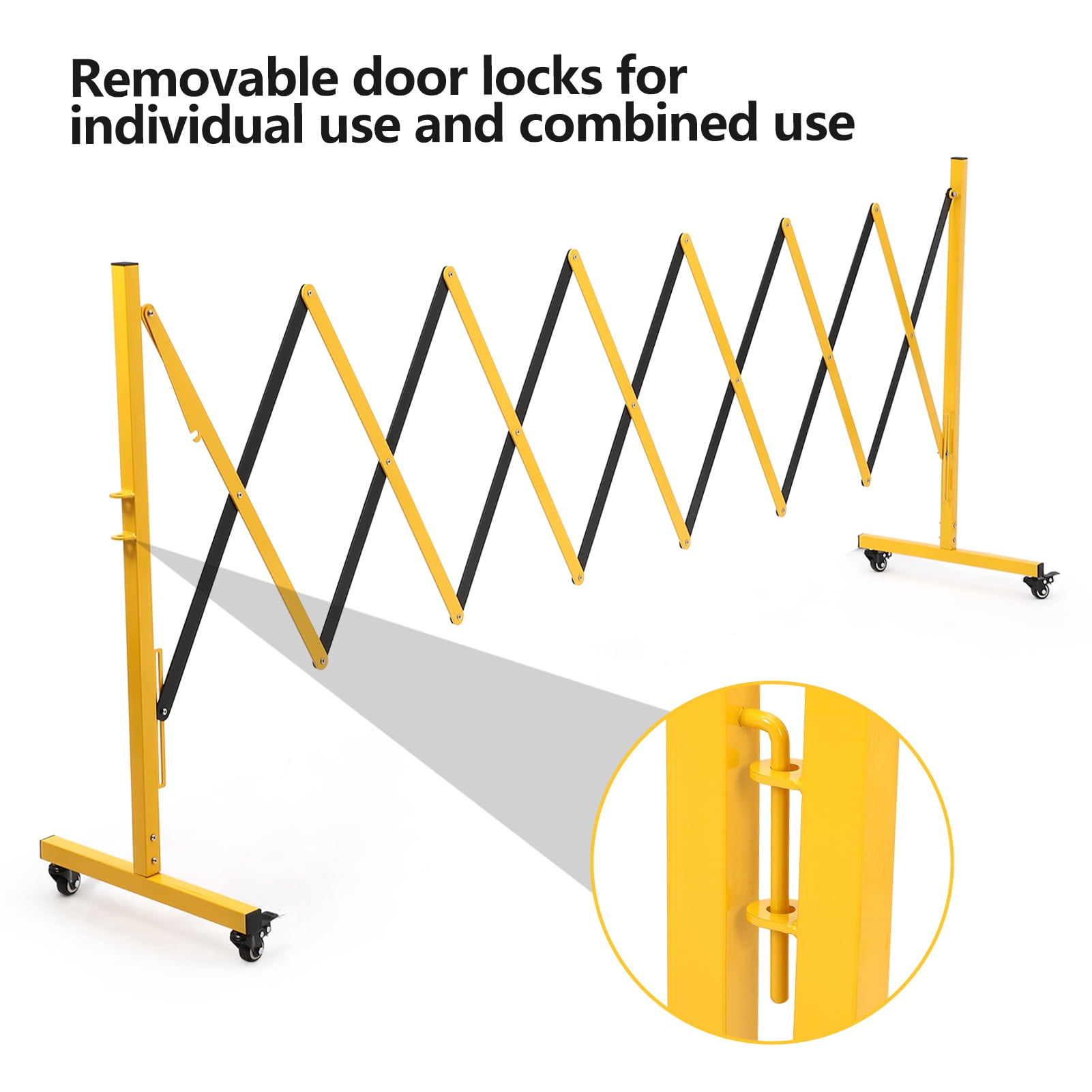EastVita Metal Expandable Barricade, 11FT Folding Security Gate, Retractable Driveway Gate, Folding Safety Barricade