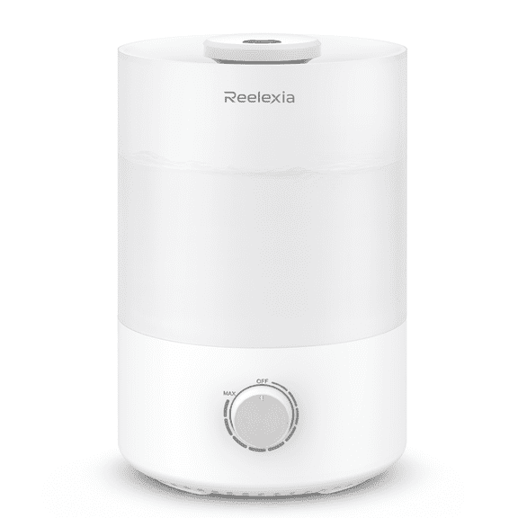 Reelexia 3L Cool Mist Humidifiers for Bedroom, Compact Tabletop Humidifier with Adjustable Mist, Night Light, Aroma Diffuser, Auto Shut-Off, White