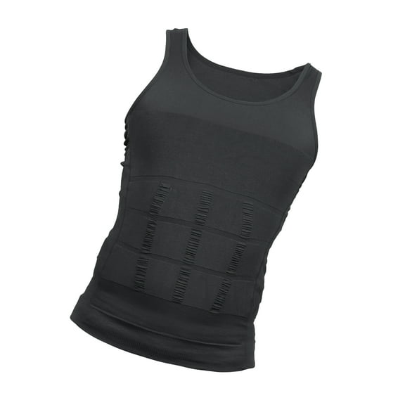 Vocoste Men Body Slimming Tummy Shaper Control Underwear Stretch Shapewear Waist Girdle Shirt Nylon L Gray