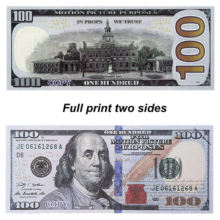 200PCS Fake Money Prop Money 100 Dollar Double Sided Full Print Fake  Dollars for Movie Props, Kid's Education 