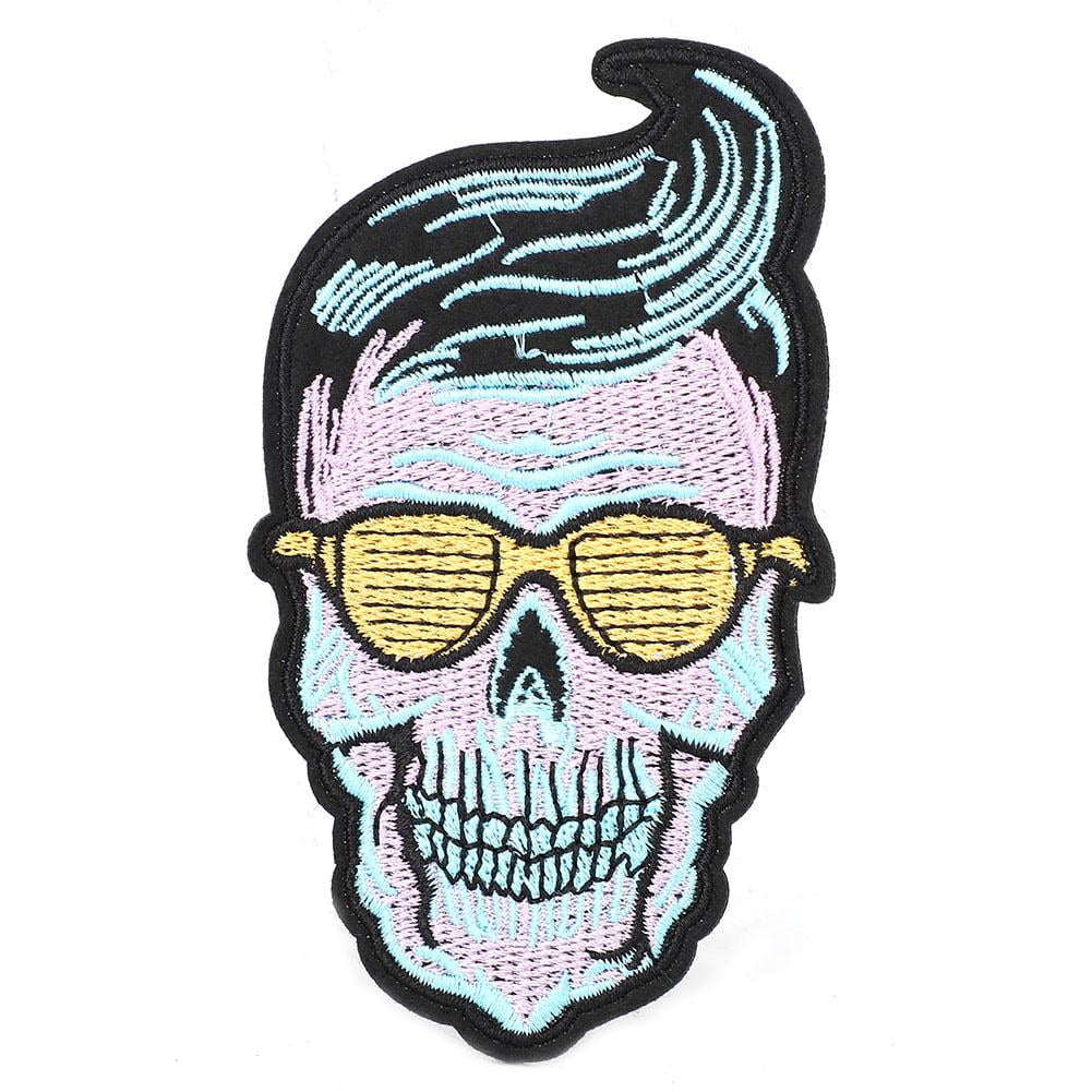 Army Skull with Helmet Skeleton Face Colourful Sew on Embroidered Patch