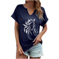 thumbnail image 4 of T-Shirt Décontracté à Manches Courtes Col en V pour Femmes Polyester Spandex Doux Confortable Col Rond pour Printemps Été Usage Quotidien à la Maison, 4 of 8
