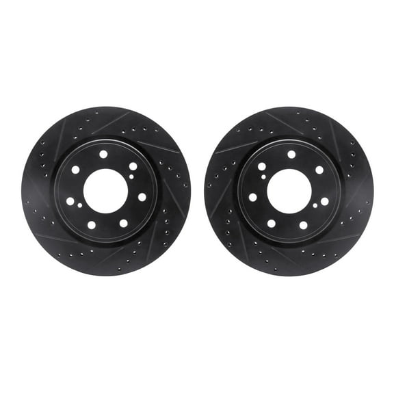 Dynamic Friction Company Front Brake Rotors-Drilled and Slotted-Black 8002-54093