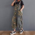 thumbnail image 3 of Women's Retro Vintage Embroidery Ripped Jeans With Belt And Baggy Linen Pants Evening Suit Womens Rompers Casual Junior Body Suit Zip up Jumpsuit Womens Suit Wide Leg Long Sleeve Body Women S Jumpsuit, 3 of 7