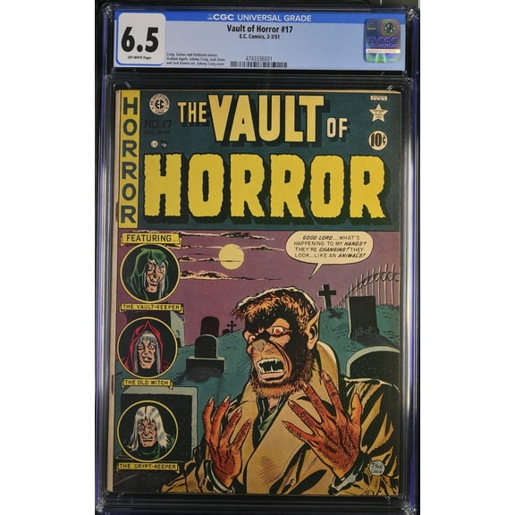 Vault of Horror #17 CGC FN+ 6.5 Off White Johnny Craig Cover! Pre-Code Horror! Comic Book