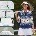 thumbnail image 6 of Uorisanigo Blue Butterfly Women's 3/4 Sleeve Golf Top with Zipper Comfortable Breathable Women's Dry-Fit Golf Polo Shirts Casual Soft Polyester Spandex Fabric Fashion Workout Tops, 6 of 7