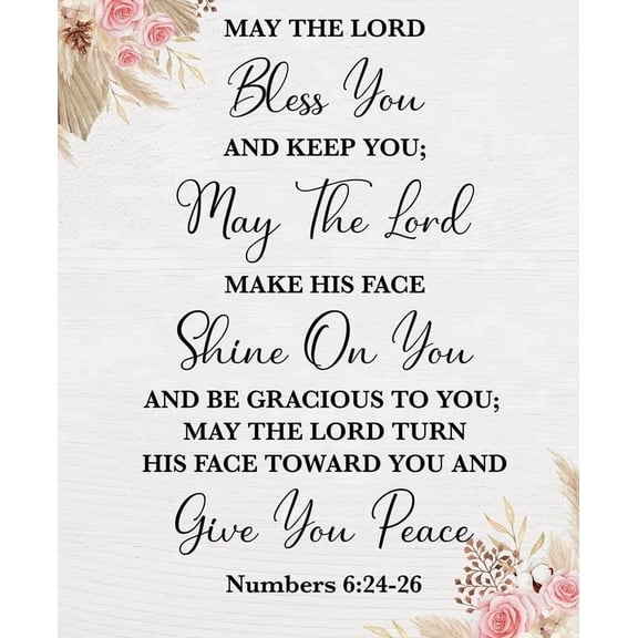 Bible Verses Numbers 6:24-26 Inspirational Scripture Wall Art Prayer Room Decor Religious Gift Christian Wall Decor for Home Office Bedroom Living Room Nursery poster