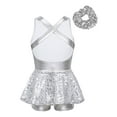 thumbnail image 2 of Miaeowve Kids Girls Ballet Dance Outfits Shiny Sequins Bowknot Cutout Back Gymnastic Leotard Dress Jazz Latin Dancewear White 14, 2 of 7
