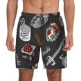 thumbnail image 2 of Goofa Japanese Sushi Hashi Printed Men's Swim Trunks Board Shorts Quick Dry Mens Swimming Trunks with Compression Liner,Breathable Fit Hawaii Beach Shorts-, 2 of 9