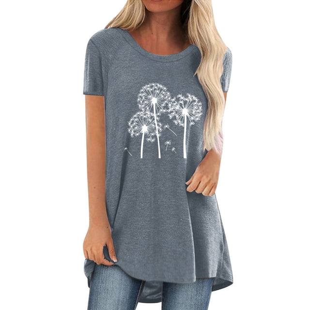 Pompotops Chemises Mode Décontractée pour Femmes Manches Courtes Tee-Shirt Ample Tunique Blouse