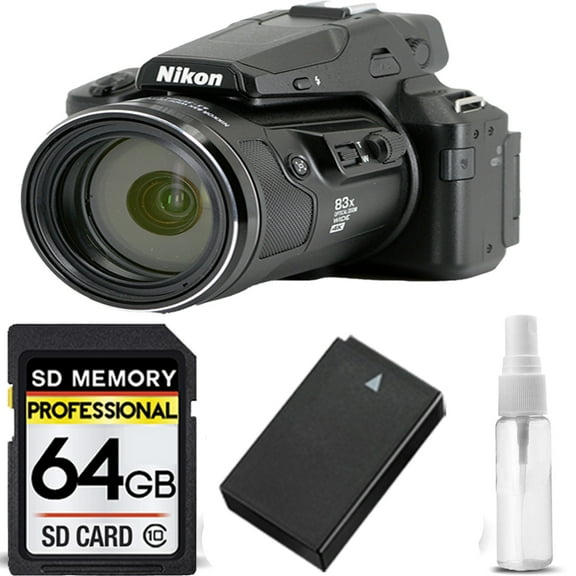 Nikon COOLPIX P950 Digital Camera 83x Optical Zoom WiFi   EXT BATT - 64GB KIT