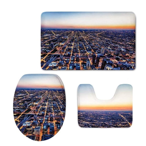 GOHAO Halloween Holiday Skull 3 Piece Bathroom Rugs Set Bath Rug Contour Mat and Toilet Lid Cover