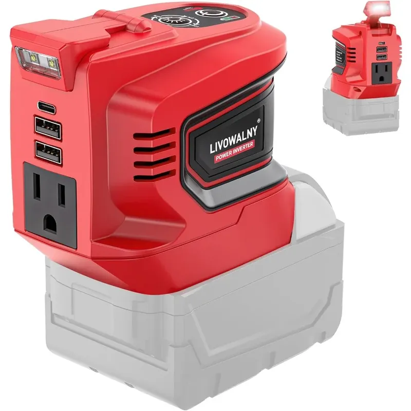 2pcs 200W Power Inverter for Mil*wau*kee 18V, DC 18V to AC 110-120V Battery Inverter, Portable Power Station Generator